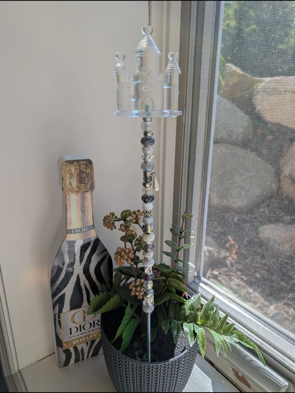 Hand Made Fairy Wand/Plant/Garden Stake W/Clear Resin Castle Topper. 🏰